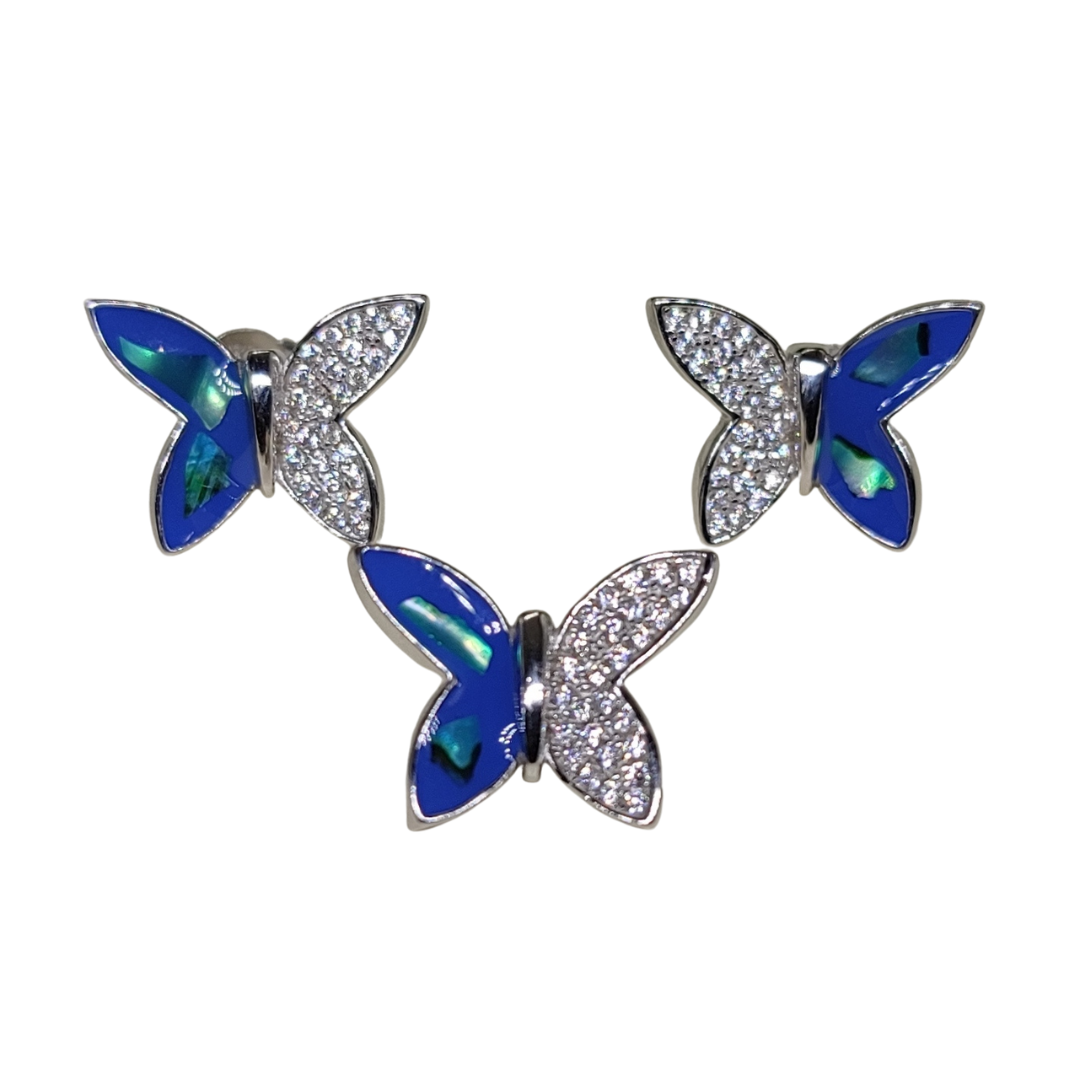 92.5 Pure Silver Mystic Blue Butterfly Pendant Set by FLAUNT BASKET ...